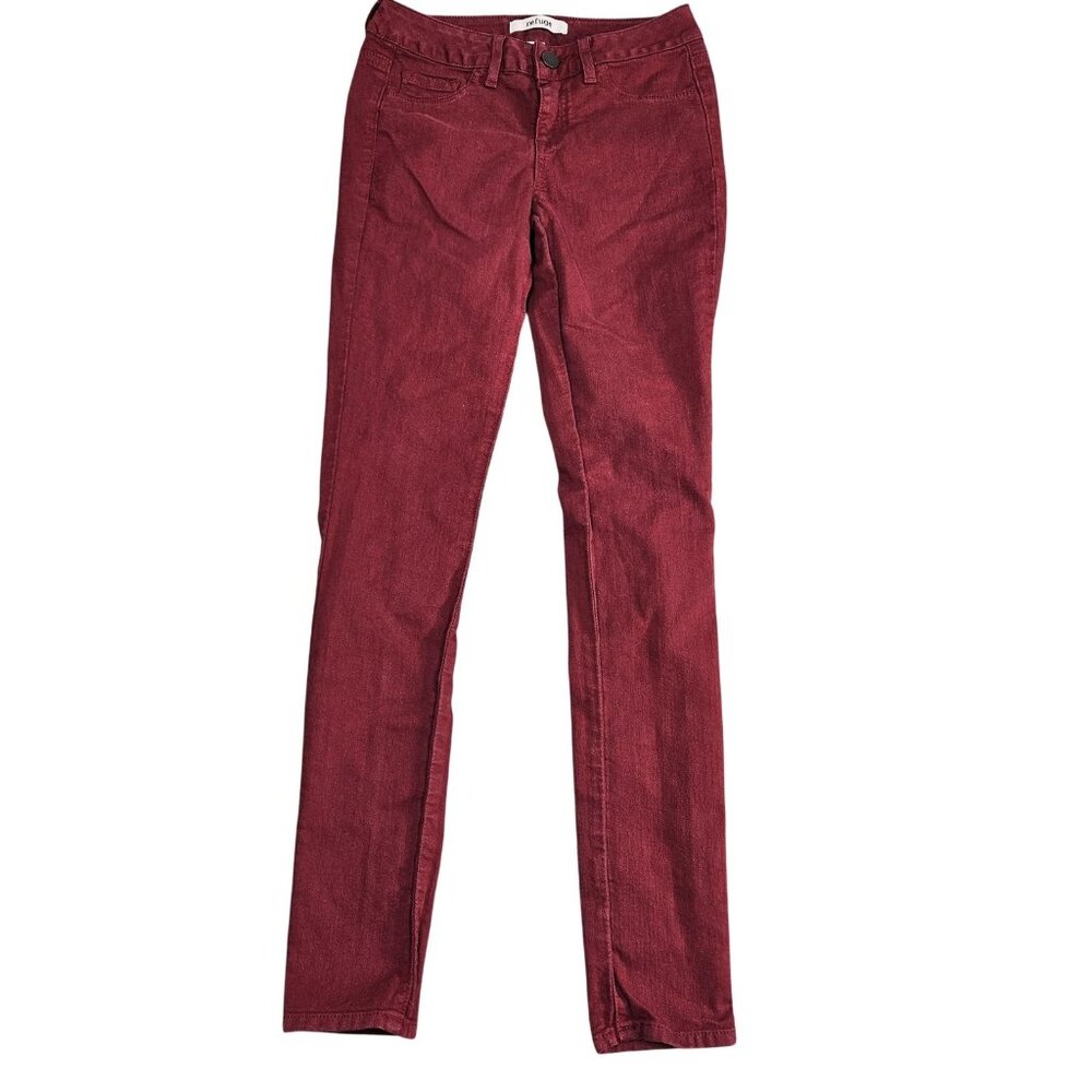 Refuge Jeans Juniors 0 Red Mid Rise Skinny Stretch Denim Slim Fit Casual Pants